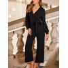 imageCUPSHE Womens Dressy Long Sleeve Sequin Jumpsuit Fall Night Club Sparkly Outfits V Neck Belted One Piece RomperBlack