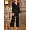 imageCUPSHE Womens Dressy Long Sleeve Sequin Jumpsuit Fall Night Club Sparkly Outfits V Neck Belted One Piece RomperBlack