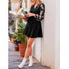 imageCUPSHE Womens Fall Dresses V Neck Floral Long Sleeve Button Belted Short Work Casual Outfit Flowy Mini DressBlack