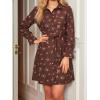 imageCUPSHE Womens Fall Winter Corduroy Dress Collar Button Down Shirt Dress Floral Long Sleeve Mini Belted DressesBrown