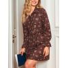 imageCUPSHE Womens Fall Winter Corduroy Dress Collar Button Down Shirt Dress Floral Long Sleeve Mini Belted DressesBrown