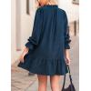 imageCUPSHE Womens Fall Winter Corduroy Dress Long Sleeve Babydoll Mini Dress Causal V Neck Button Down Tunic DressNavy Blue
