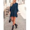 imageCUPSHE Womens Fall Winter Corduroy Dress Long Sleeve Babydoll Mini Dress Causal V Neck Button Down Tunic DressNavy Blue