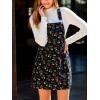 imageCUPSHE Womens Floral Overall Mini Dress Sleeveless Square Neck Fall Casual Panifore DressFloral Black