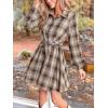 imageCUPSHE Womens Plaid Fall Dresses Collared Long Sleeve Belted Tie Front Button Up Shirt Mini DressBrown