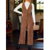 imageCUPSHE Womens Winter Fall Corduroy Overalls Casual V Neck Sleeveless Button Jumpsuits Straight Leg Pants RomperBrown