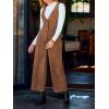 imageCUPSHE Womens Winter Fall Corduroy Overalls Casual V Neck Sleeveless Button Jumpsuits Straight Leg Pants RomperBrown