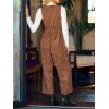 imageCUPSHE Womens Winter Fall Corduroy Overalls Casual V Neck Sleeveless Button Jumpsuits Straight Leg Pants RomperBrown
