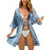 imageCUPSHE Women Kimono Bathing Suit Cover Up Tie Dye Open Front Casual Swimsuit Coverup Boho Mini Beach Cover UpsBlue Tie Dye