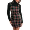 imageCUPSHE Women Plaid Fall Dresses Christmas Front Pocket Square Neck Wide Strap Button Back Overall Mini DressRed
