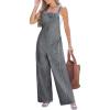 imageCUPSHE Womens Maxi Denim Jumpsuit Square Neck Sleeveless Casual Backless Loose Overall Jeans Wide Leg Long One Piece JumpsuitBlack
