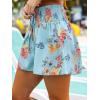 imageCUPSHE Womens Casual Shorts Smocked High Rise Bathing Suit Cover Up Wide Leg Beach Summer ShortsBlue Floral