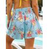 imageCUPSHE Womens Casual Shorts Smocked High Rise Bathing Suit Cover Up Wide Leg Beach Summer ShortsBlue Floral
