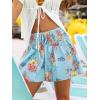 imageCUPSHE Womens Casual Shorts Smocked High Rise Bathing Suit Cover Up Wide Leg Beach Summer ShortsBlue Floral
