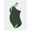 imageCUPSHE Womens Tankini Sets Maternity Two Piece Swimsuit Pregnant Halter Adjustable Straps Lace Up CutoutOlive Green
