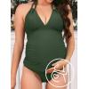 imageCUPSHE Womens Tankini Sets Maternity Two Piece Swimsuit Pregnant Halter Adjustable Straps Lace Up CutoutOlive Green