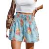 imageCUPSHE Womens Casual Shorts Smocked High Rise Bathing Suit Cover Up Wide Leg Beach Summer ShortsBlue Floral