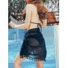 imageCUPSHE Womens Sarong Coverups Chiffon Short Swimsuit Wrap Skirt Beach Bikini Tie Cover Up Wraps with TasselBlack