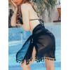 imageCUPSHE Womens Sarong Coverups Chiffon Short Swimsuit Wrap Skirt Beach Bikini Tie Cover Up Wraps with TasselBlack
