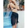 imageCUPSHE Womens Sarong Coverups Chiffon Short Swimsuit Wrap Skirt Beach Bikini Tie Cover Up Wraps with TasselBlack