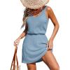 imageCUPSHE Women Swimsuit Cover Up V Neck Sleeveless Waffle Knit Beach Coverup DressLight Blue
