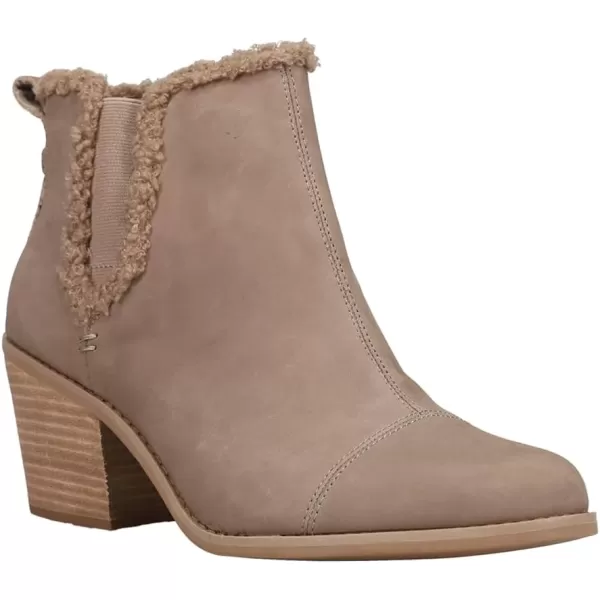 TOMS Womens Everly Cutout BootTaupe Grey LeatherFaux Shearling