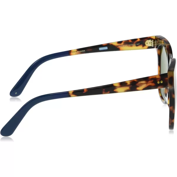 TOMS Womens Natasha Square SunglassesBlonde TortoiseBottle Green Polarized