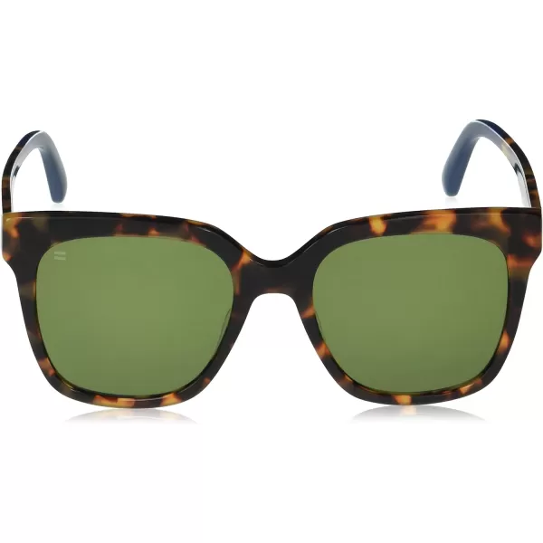 TOMS Womens Natasha Square SunglassesBlonde TortoiseBottle Green Polarized