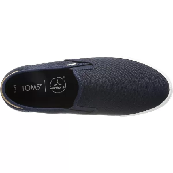 TOMS Mens Baja Slip On Sneakers Shoes Casual  BlueNavy Heritage Canvas