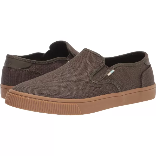 TOMS Mens Baja Slip On Sneakers Shoes Casual  BlueTarmac Olive Heritage Canvas