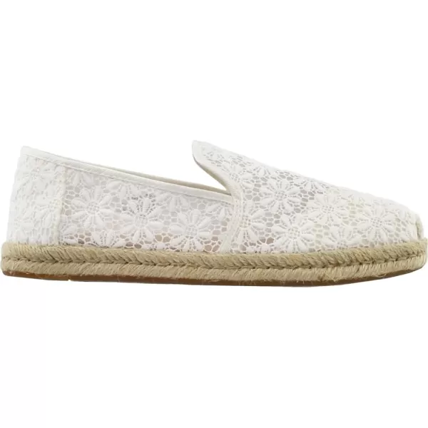 TOMS Womens Alpargata Floral Lace Slip On Flats Casual  WhiteNatural Floral Lace