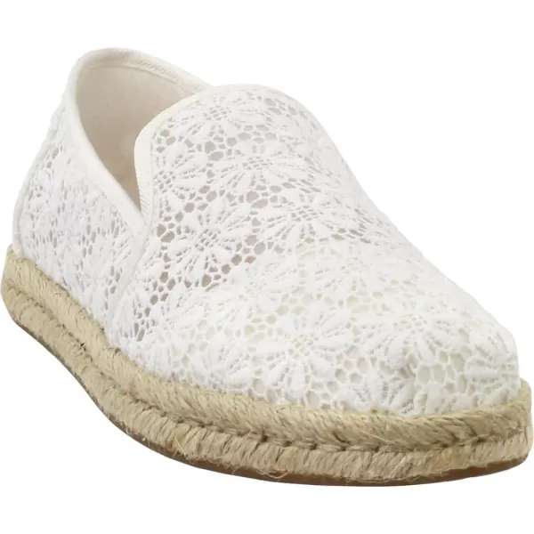 TOMS Womens Alpargata Floral Lace Slip On Flats Casual  WhiteNatural Floral Lace