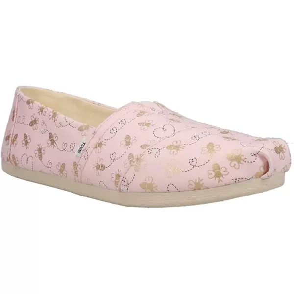 TOMS Womens Alpargata Paper Source SlipOnBarely Pink Foil Bee Mine Print