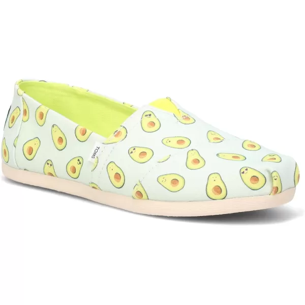 TOMS Womens Alpargata Paper Source SlipOnLight Aqua Paper Source Avocados Print