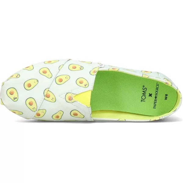 TOMS Womens Alpargata Paper Source SlipOnLight Aqua Paper Source Avocados Print