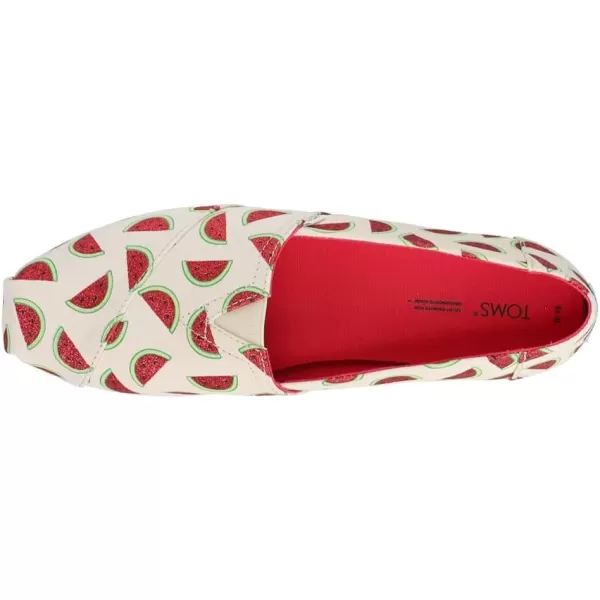 TOMS Womens Alpargata Paper Source SlipOnNatural Glitter Watermelons