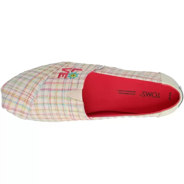 TOMS Womens Alpargata Paper Source SlipOnNatural Summer PlaidLove