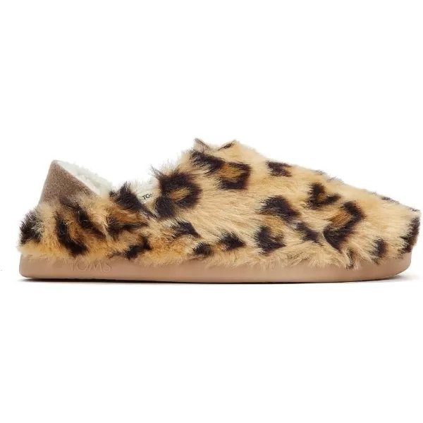 TOMS Womens Ezra SlipperDark Natural Cheetah Faux FurPom Pom