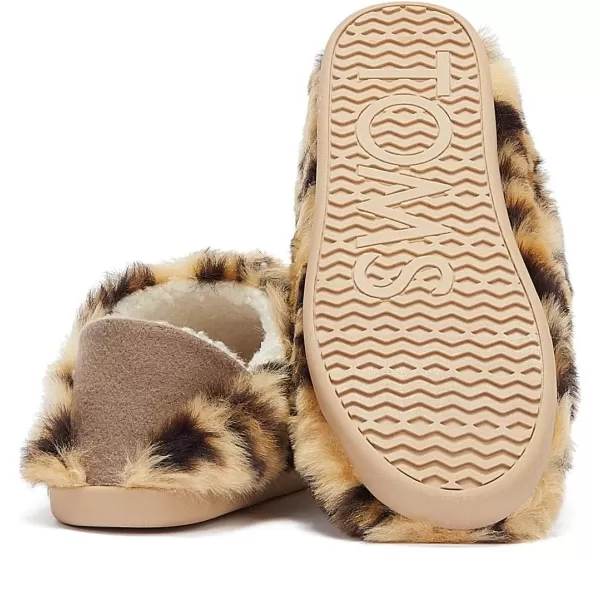 TOMS Womens Ezra SlipperDark Natural Cheetah Faux FurPom Pom
