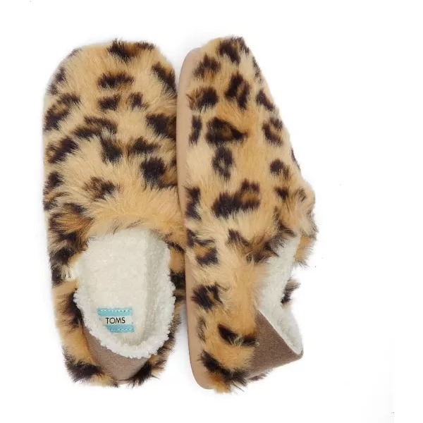 TOMS Womens Ezra SlipperDark Natural Cheetah Faux FurPom Pom