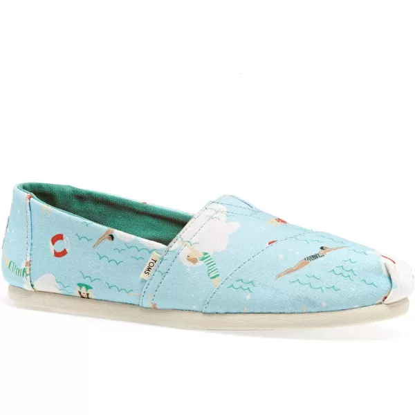 TOMS Womens Glitter Cheetah Print Womens Classics 10014953Blue Glow Swimmers