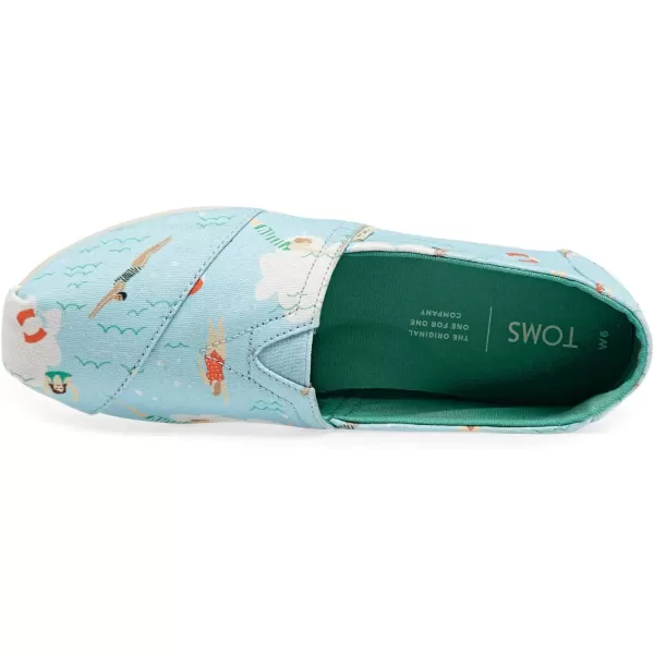 TOMS Womens Glitter Cheetah Print Womens Classics 10014953Blue Glow Swimmers