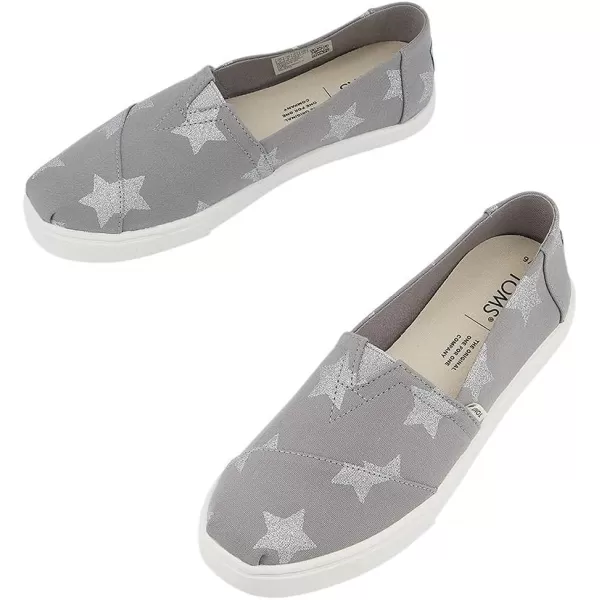 TOMS Womens Glitter Cheetah Print Womens Classics 10014953Drizzle Grey Glitter Stars
