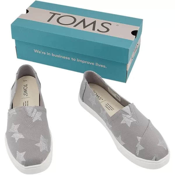 TOMS Womens Glitter Cheetah Print Womens Classics 10014953Drizzle Grey Glitter Stars