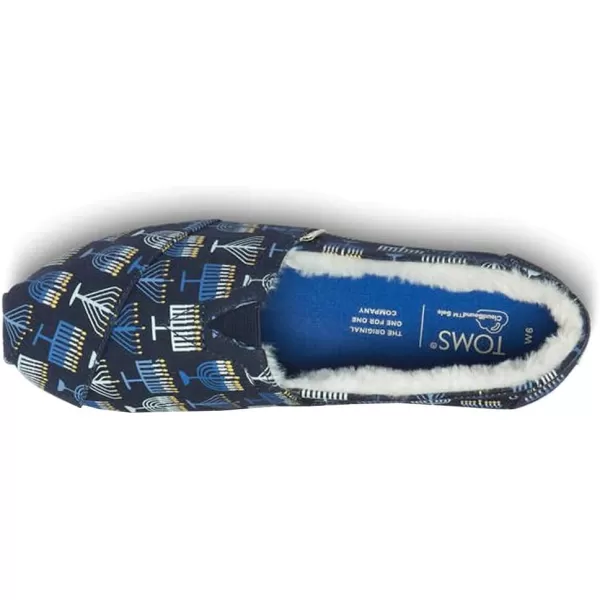 TOMS Womens Glitter Cheetah Print Womens Classics 10014953Navy Menorahs Glow in the DarkFaux Fur