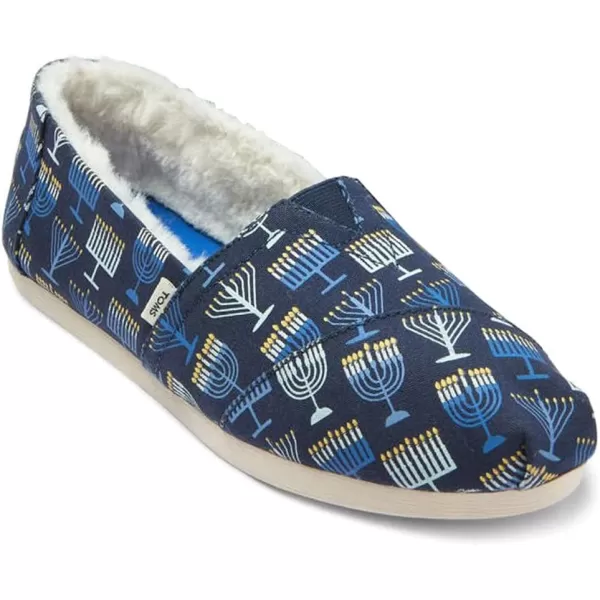 TOMS Womens Glitter Cheetah Print Womens Classics 10014953Navy Menorahs Glow in the DarkFaux Fur