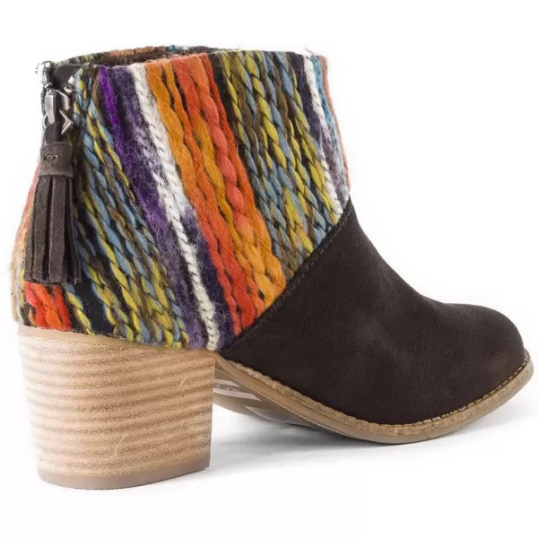 TOMS Womens Tropez Athletic Sandals Casual High Heel 3 amp Up  BeigeChocolate Suede Multi Textile