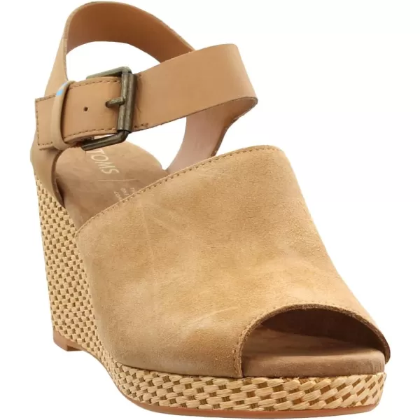 TOMS Womens Tropez Athletic Sandals Casual High Heel 3 amp Up  BeigeHoney SuedeLeather