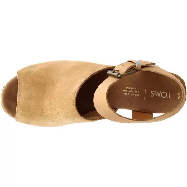 TOMS Womens Tropez Athletic Sandals Casual High Heel 3 amp Up  BeigeHoney SuedeLeather