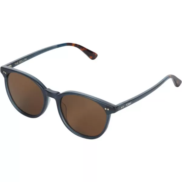 TOMS Bellini Round SunglassesBlack Teal Satin CrystalSolid Brown